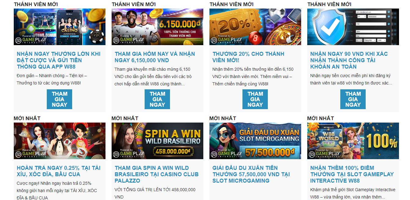 Khuyến mãi W88 cực đa dạng