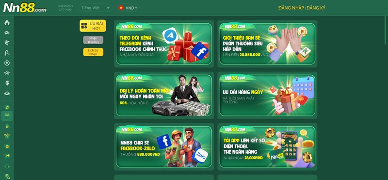 Các chương trình khuyến mãi bùng nổ luôn được NN88 triển khai liên tục