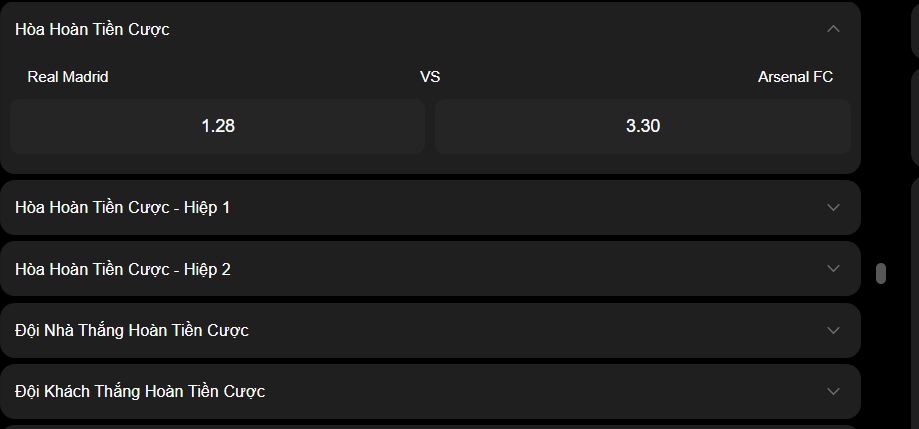 Ví dụ thực hành kèo hoà hoàn tiền